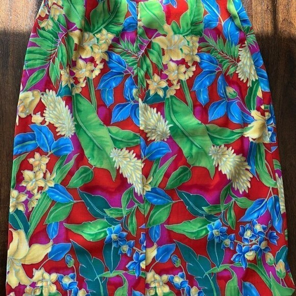 Clere Bright Tropical Flowers Print Skirt - Picture 3 of 8